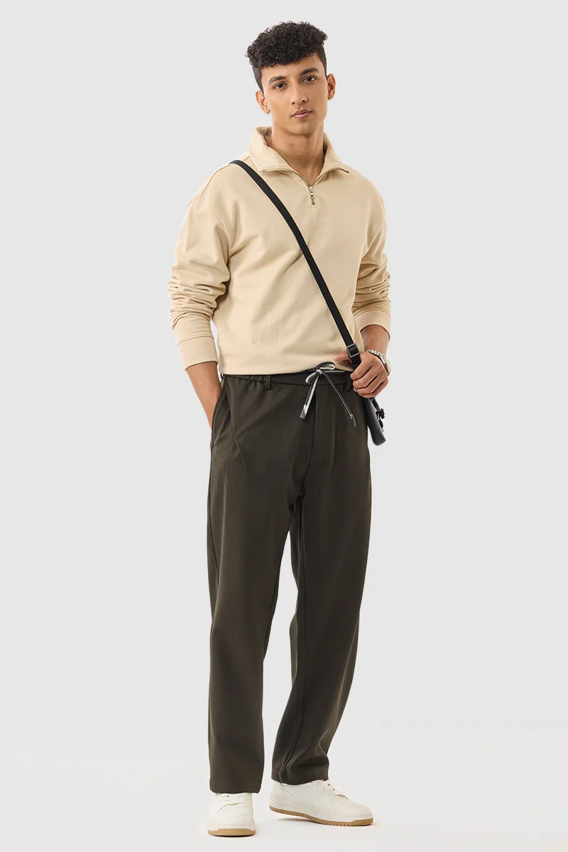 Snitch Olive Olive Regular Fit Trousers for Men | Best Price UAE